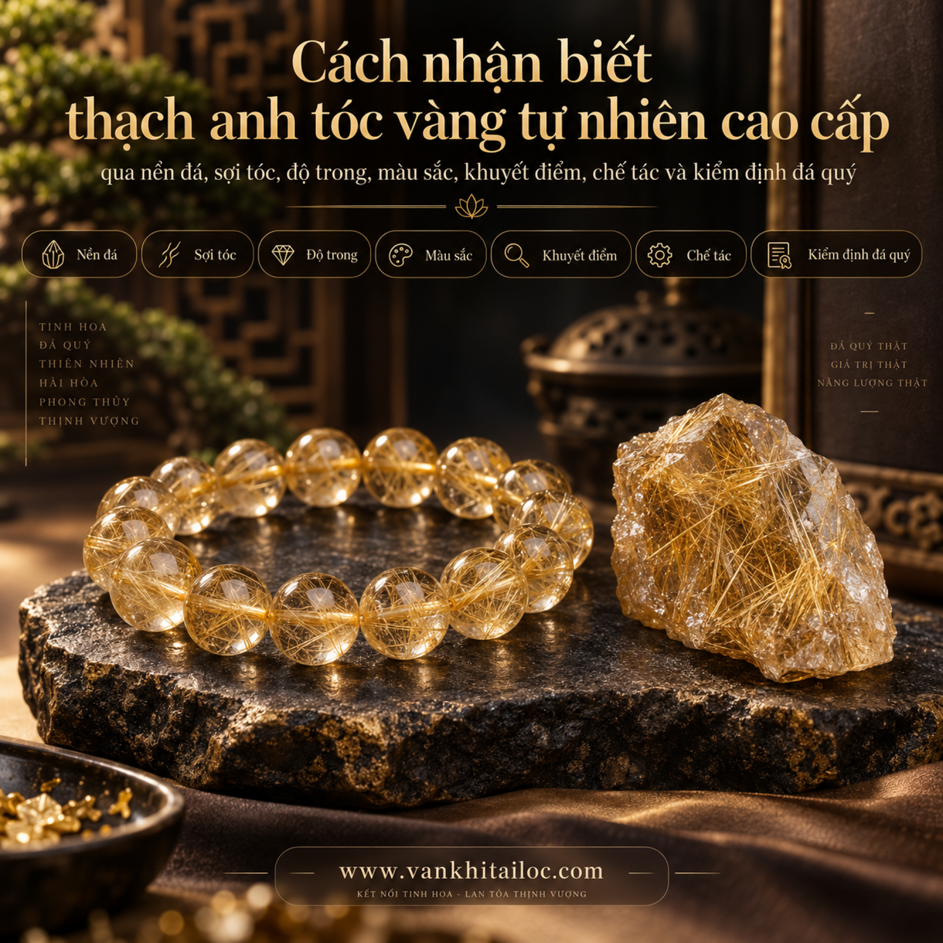 Phân biệt thạch anh tóc vàng tự nhiên