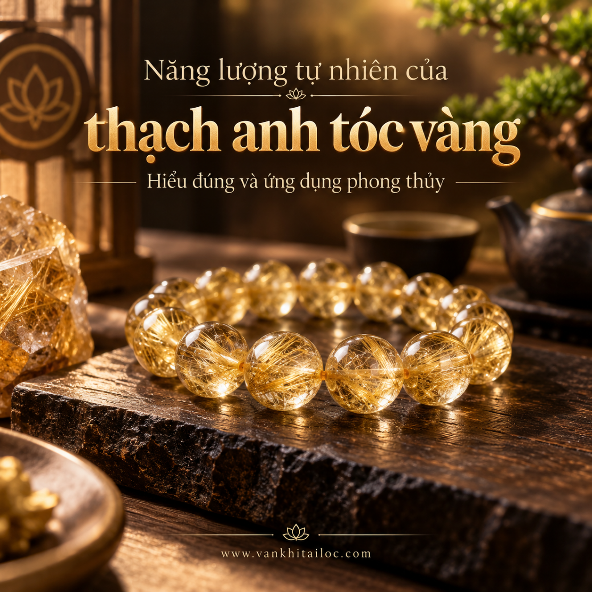 Thạch anh tóc vàng tự nhiên