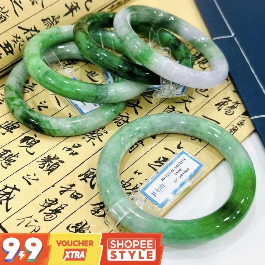 Vòng Cẩm Thạch Chột Ú Màu Xanh Sơn Thuỷ Ni 56-57-59-60 Kèm Kiểm Định Mã 289