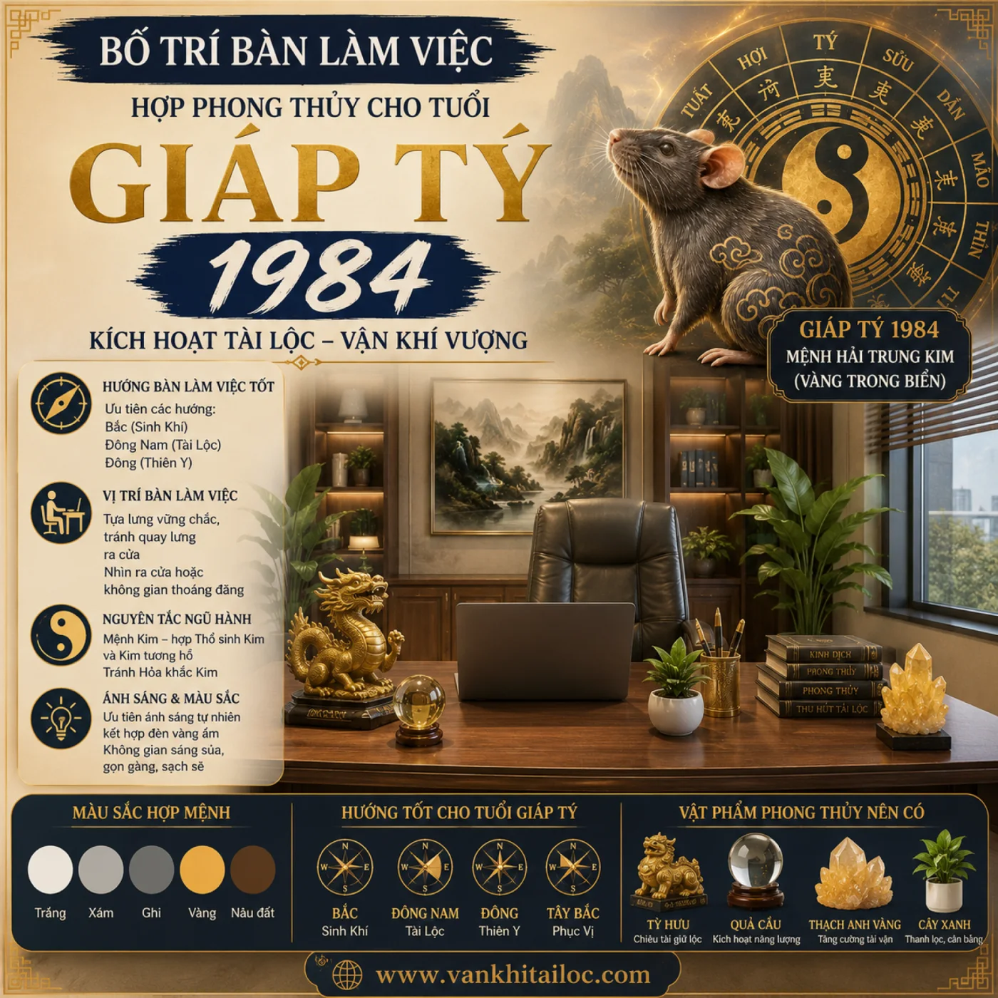 Hướng dẫn bố trí bàn làm việc kích hoạt tài lộc cho người tuổi Giáp Tý 1984